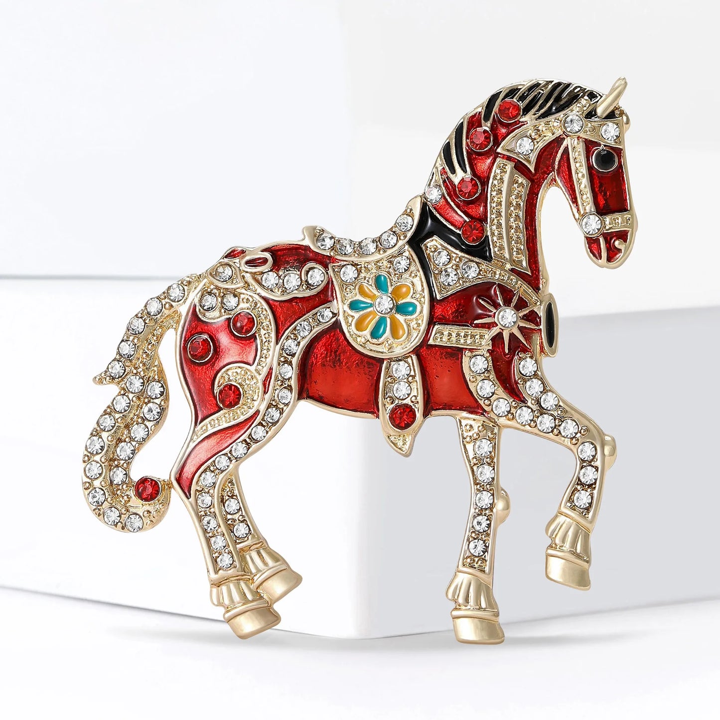 2025 NEW Christmas Horse Brooch French Romantic Tone Enamel Women's Bag Decoration Wedding Dress Hat Accessoriess