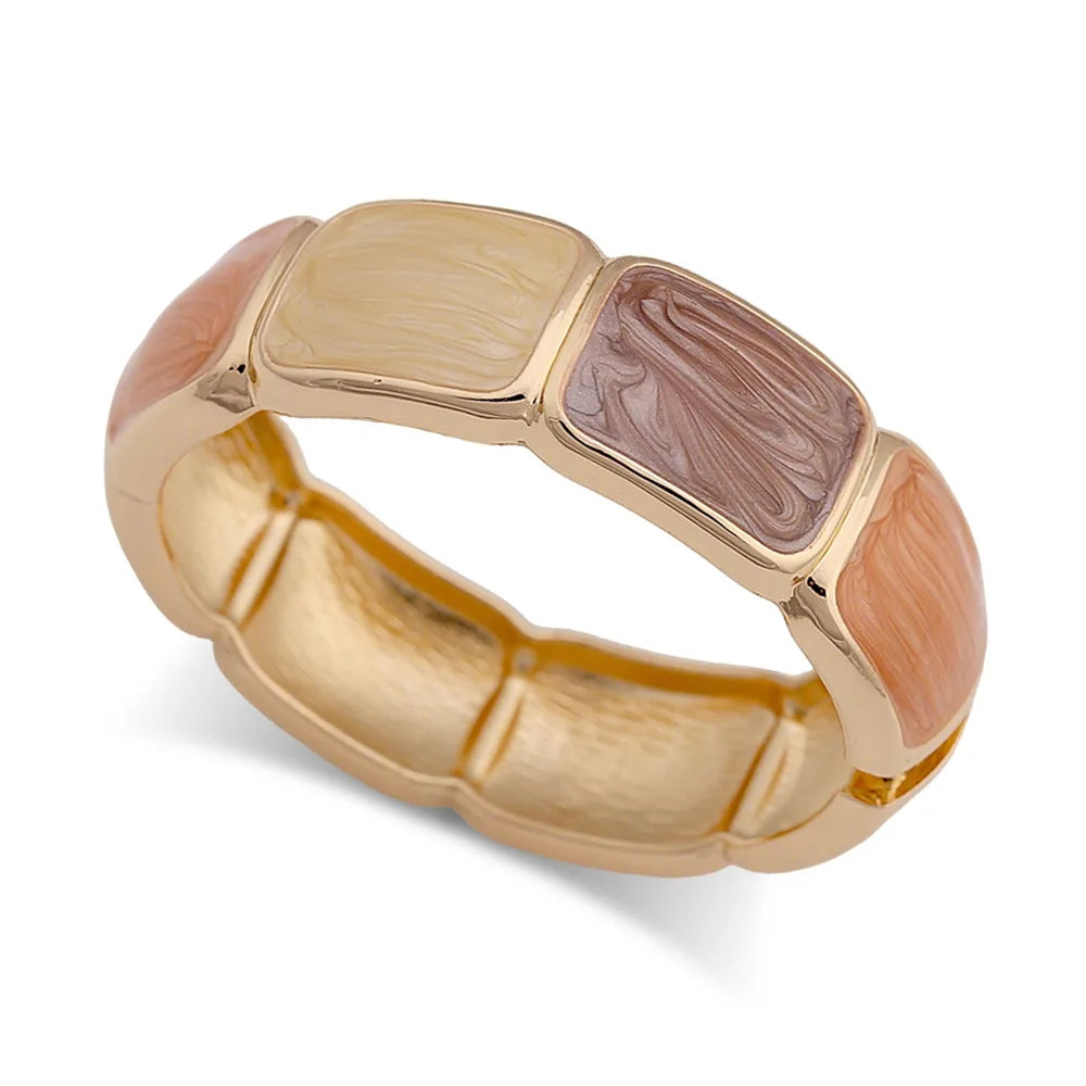 KMVEXO Vintage Punk Enamel Geometry Metal Wide Chunky Cuff Bangles for Women Resin Bracelet Party Jewelry Accessories ﻿