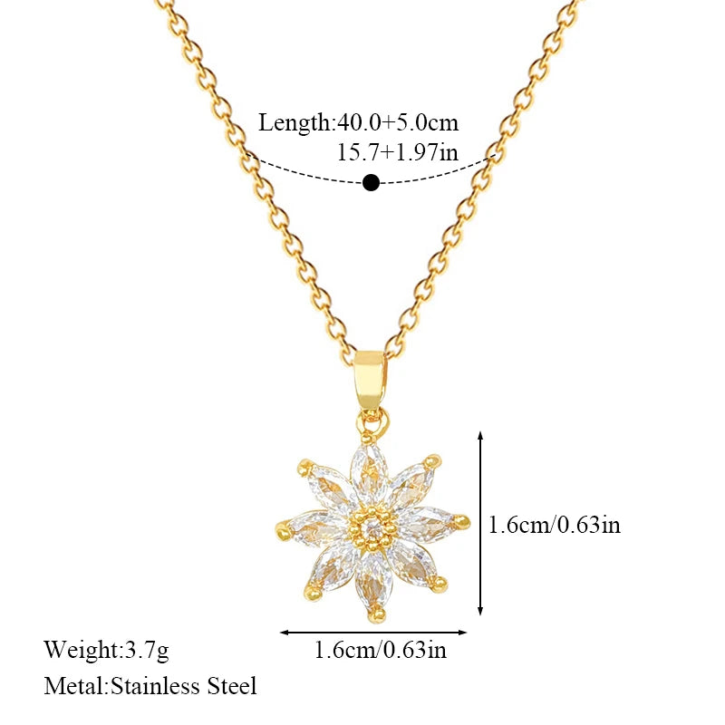 EILIECK 316L Stainless Steel Luxury Bling Zircon Moon Heart Pendant Necklace For Women 18K PVD Plated Neck Chain Jewelry Gift