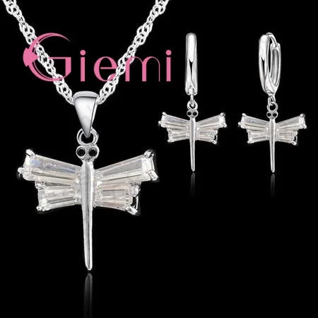 S925 Silver Needle Luxury Jewelry Sets 24 Models Option Cubic Zircon Rhinestone Charming Pendant Wedding Engagement Accessory