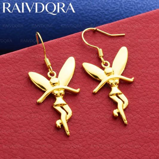 18K Gold Plated Earrings Angel Drop Earrings For Women Fashion Jewelry Classic Simple Party Accessories Gifts