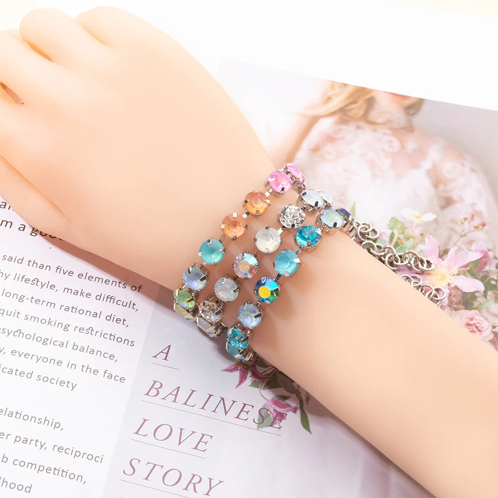 BEUTIFOR Colorful Crystal Bracelet for Women Gold Color Link Chain Bohemian Jewelry 2025