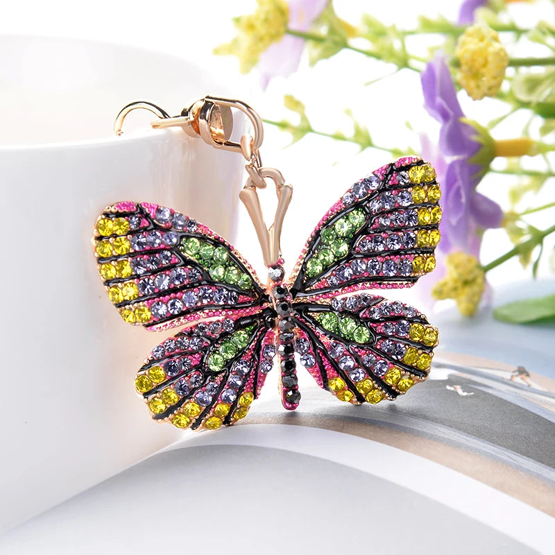 Fashion Rhinestone Crystal Metal Keychain Lovely Cartoon Marine Style Tortoise Fish Dolphin Keyring HandBag Car Pendant Gift