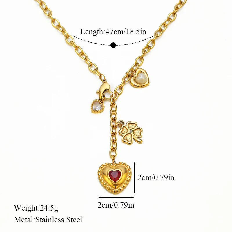 EILIECK 316L Stainless Steel Metal Cross Pendant Necklace For Women Trendy Gold Color OT Clasp Neck Chain Waterproof Jewelry
