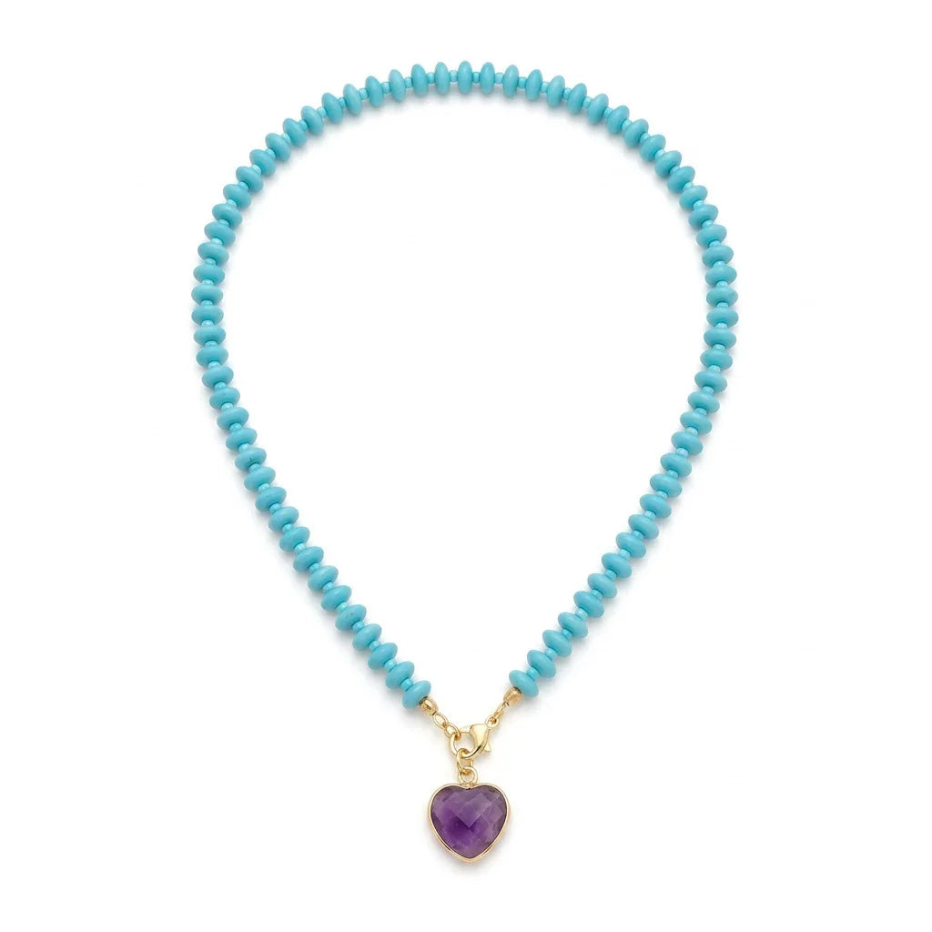 2026 Fashionable trendy dopamine colourful heart bead necklace colourful bead sweet girl versatile accessory