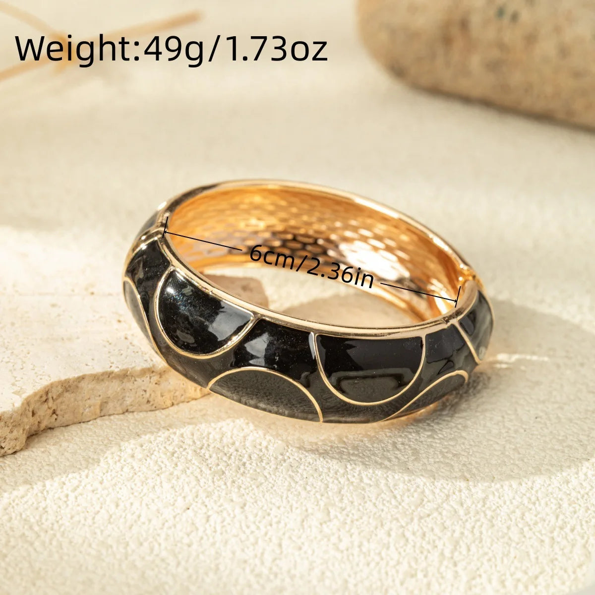 KMVEXO Exaggerated Unique Black Imitation Enamel Metal Wide Bangles Women Geometric Irregular Spring Bracelet Punk Rock Jewelry