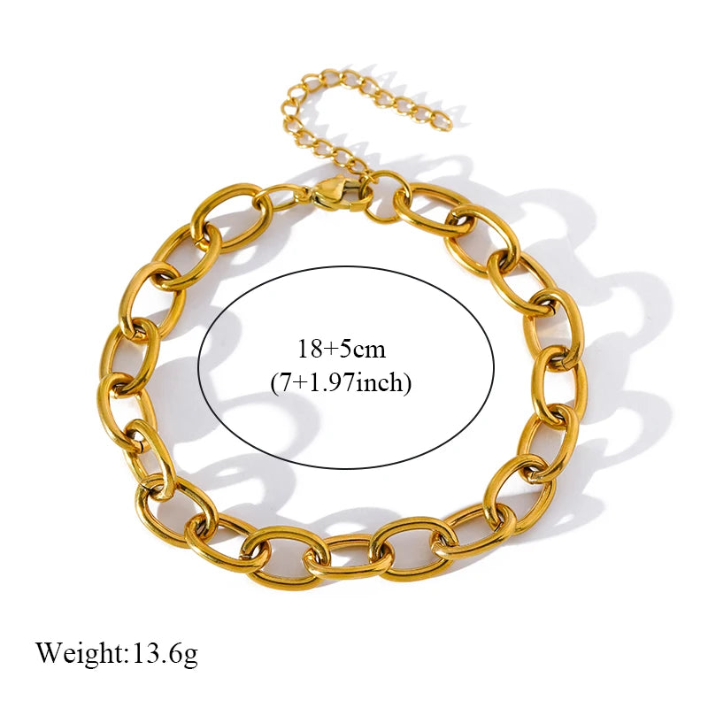 EILIECK 316L Stainless Steel Thicker Bracelet Bangle Fashion OT Buckle Wrist Link Chain High Quality Textured Jewelry Waterproof