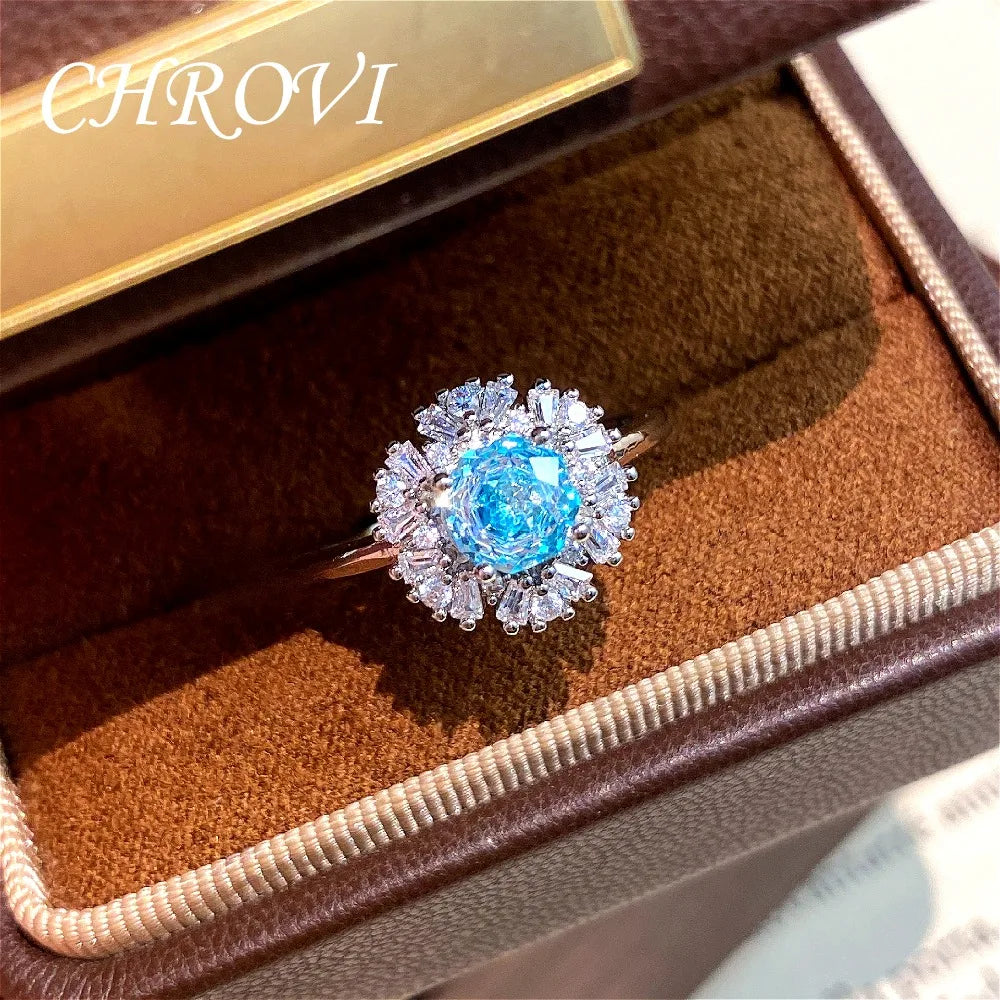 Light luxury 925 sterling silver octagonal millennium rose ring with high-grade square diamond women's ring
