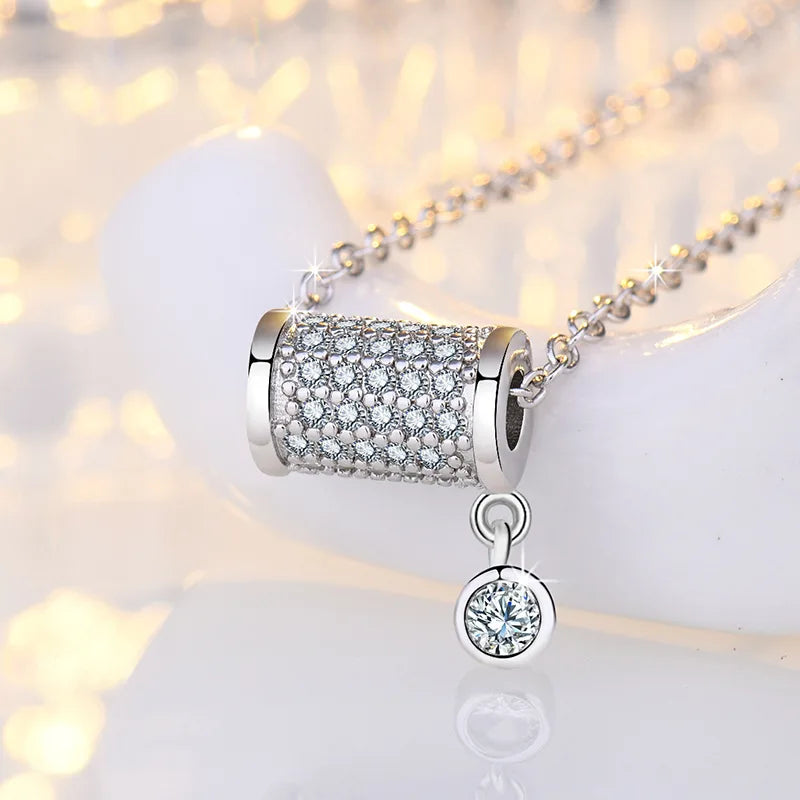 925 Sterling Silver Necklace Pendant AAA Zircon For Women Fashion Exquisite Student Girlfriend Jewelry Accessories Heart Gift