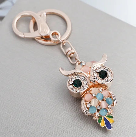EASYA New Design Crystal Owl Keychain Full Rhinestone Key Ring Key Holders For Women Bag Accessories Cute Animal Car Key Chain