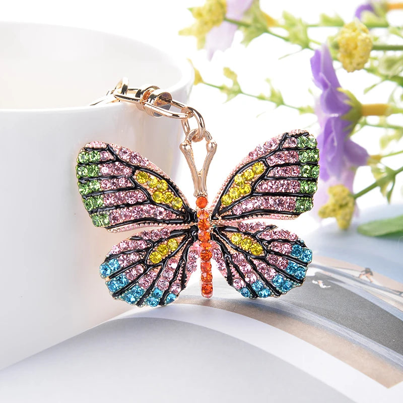 Fashion Rhinestone Crystal Metal Keychain Lovely Cartoon Marine Style Tortoise Fish Dolphin Keyring HandBag Car Pendant Gift
