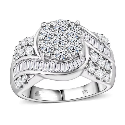 New Geometrically Wrapped Diamond Ring Women's Creative Jewelry White Zircon Ring For Party Birthday And Wedding Gift