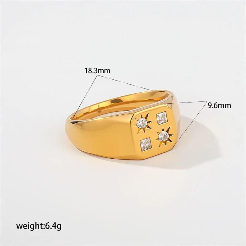 EILIECK Delicate Cubic Zirconia Teardrop Adjustable Rings Stainless Steel Fashion Open Ring High Quality Chic Charm Jewelry