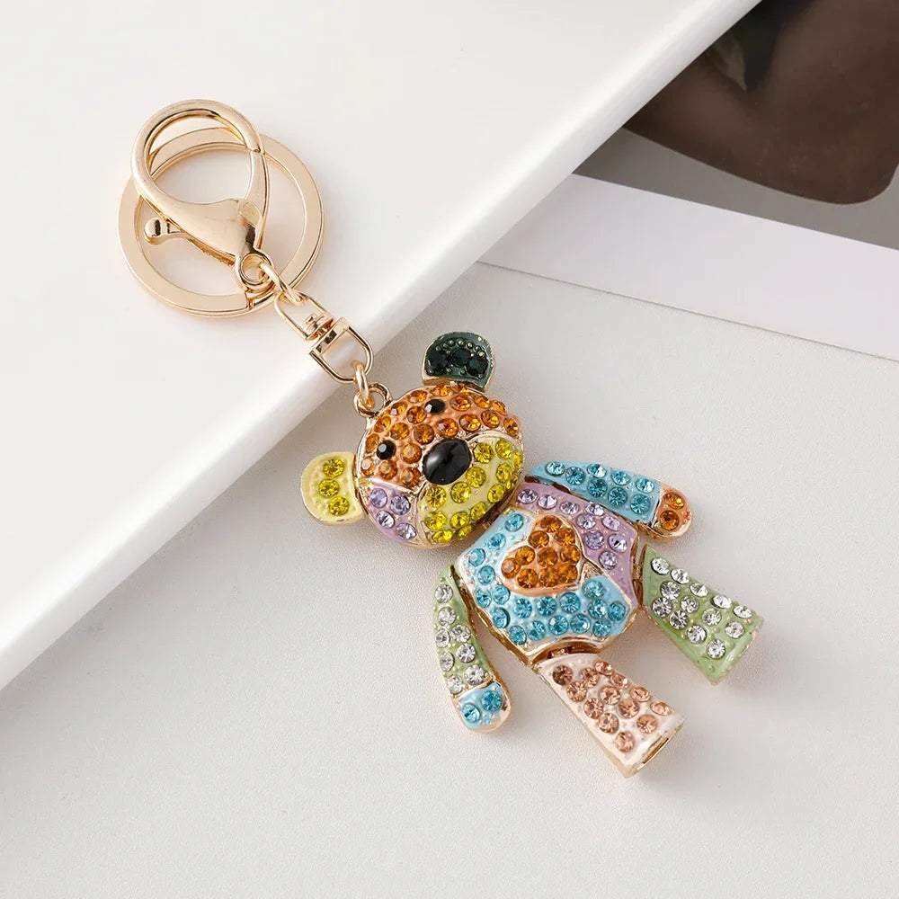Colorful Bear Series Keychain Dazzling Colors Love Bow Bears Pendant Accompanying Gift Wedding Souvenir