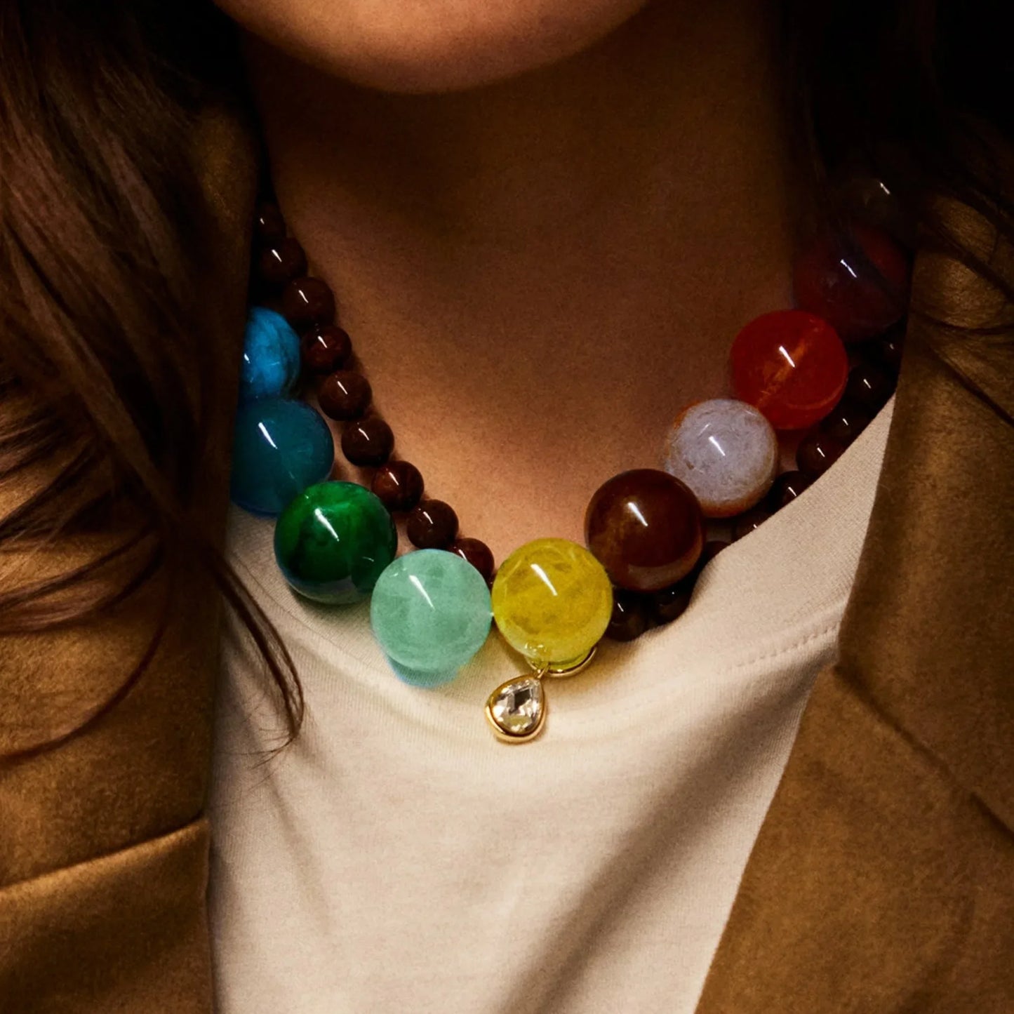 Summer Beach Chunky Bead Neckalce for Women  Multicolored Handmade Beading Collarbone Choker Boho Jewelry Holiday Gifts Bijoux