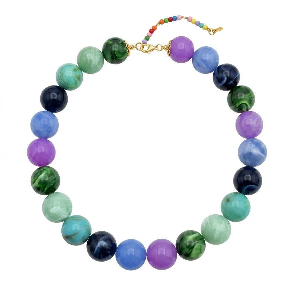 Summer Beach Chunky Bead Neckalce for Women  Multicolored Handmade Beading Collarbone Choker Boho Jewelry Holiday Gifts Bijoux