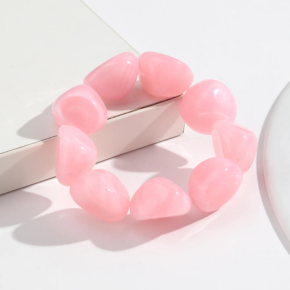 Boho Colorful Irregular Stone-shaped Beads Stretch Bangle Bracelets New Resin Geometric Beaded Bracelet 2026 Trendy Jewelry
