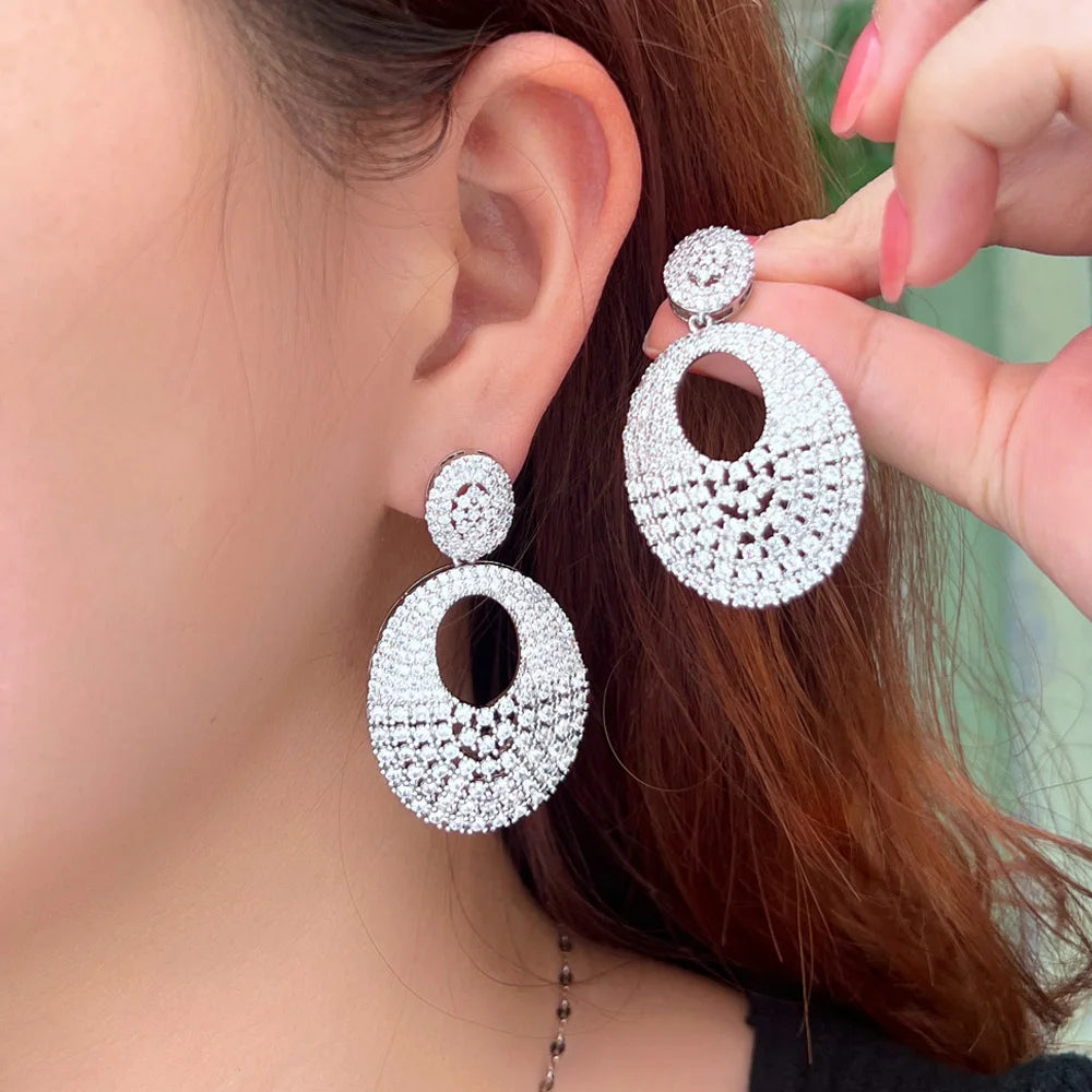ThreeGraces Gorgeous Shiny White Zirconia Bridal Wedding Elegant Long Big Drop Earrings for Women Fashion Party Jewelry E1135