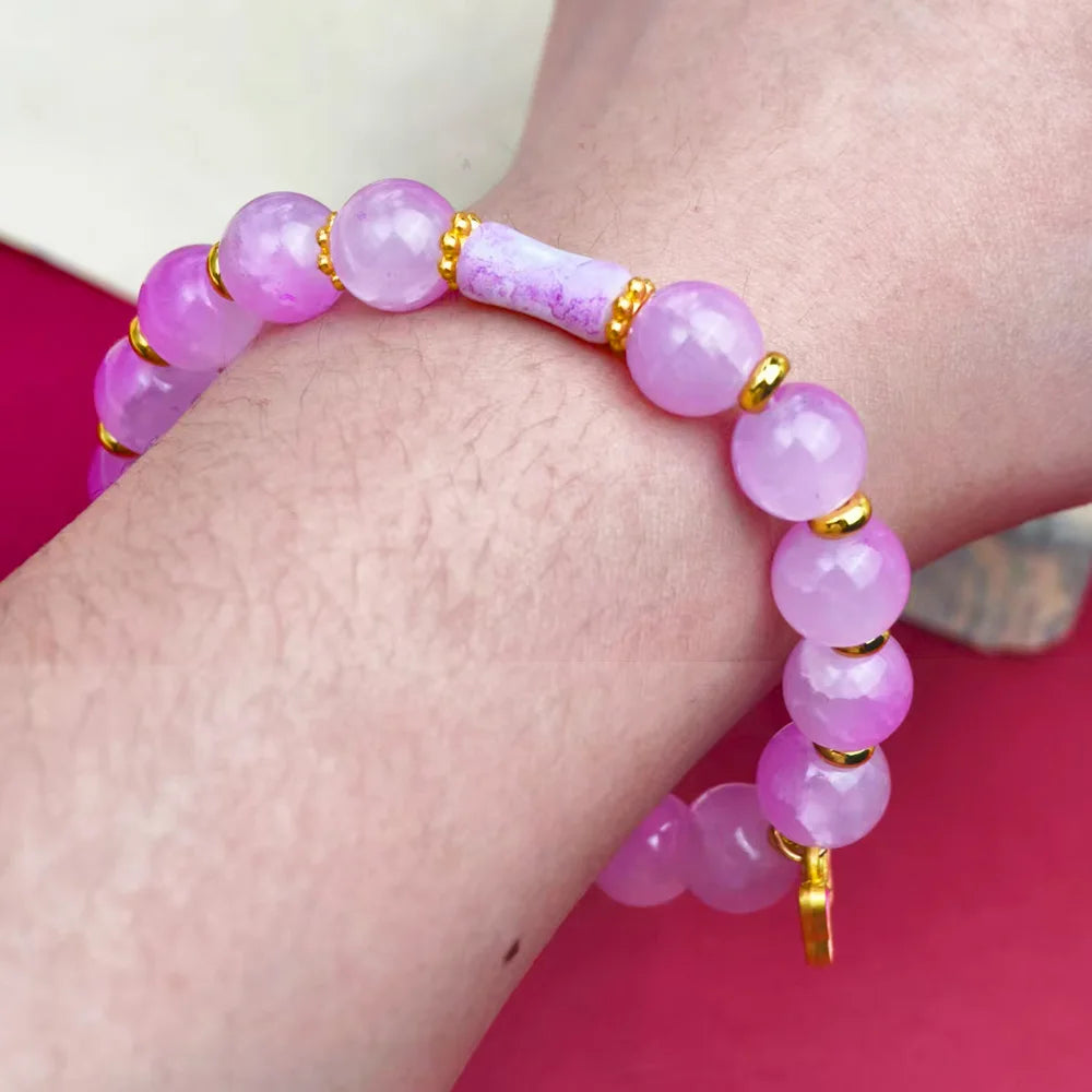 NEW Boho Butterfly Charm Bracelet for Women Light Purple Lavender Beaded Bracelets Vintage Gold Plated Fashion Jewelry Gift