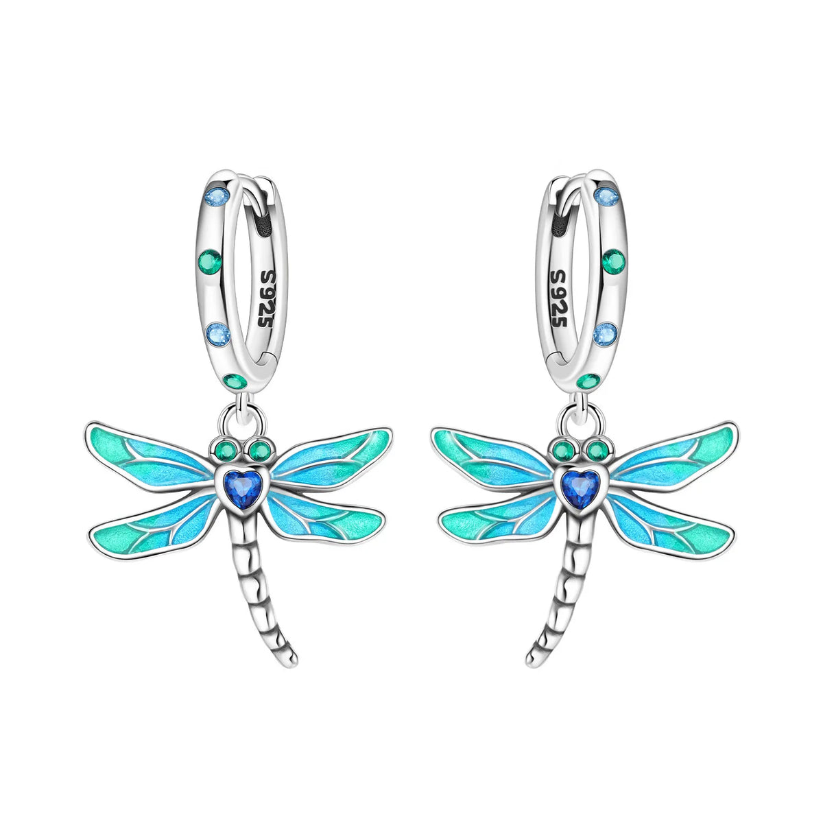 Orstarry 925 Sterling Silver Blue Zircon Dragonfly Drop Earrings Women Earrings Charm Fashion Versatile Party Jewelry Gifts