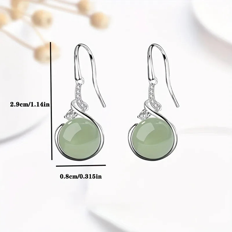 Vintage Palace Green Imitation Pearls Jade Earrings Stud Drop Earrings for Women Zirconia Classic Grace Ethnic Jewelry Gifts