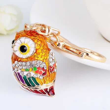 EASYA New Design Crystal Owl Keychain Full Rhinestone Key Ring Key Holders For Women Bag Accessories Cute Animal Car Key Chain