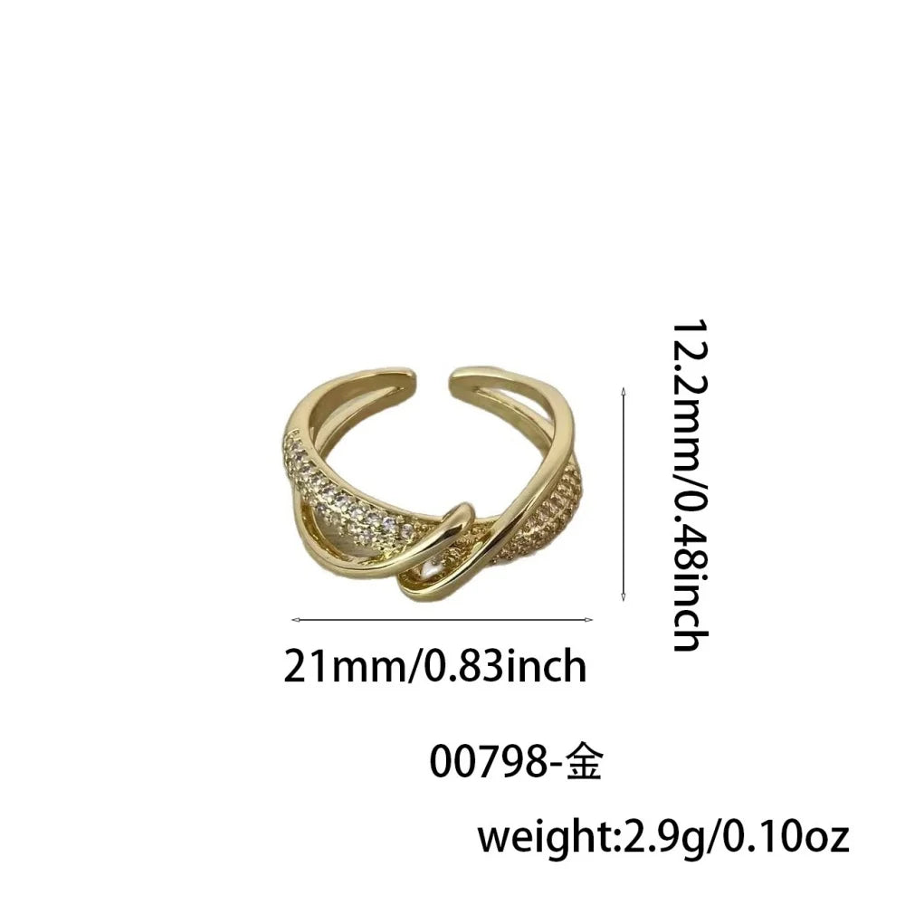 Charm Female White Zircon Stone Irregular Adjustable Open Ring Gold Silver Color Cute Gift  Wedding Jewelry For Women