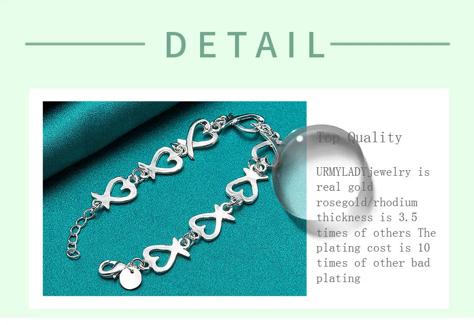 URMYLADY 925 Silver Bracelets For Women Wedding Lady Cute Noble Pretty Jewelry Fashion Nice Chain Hot Gifts