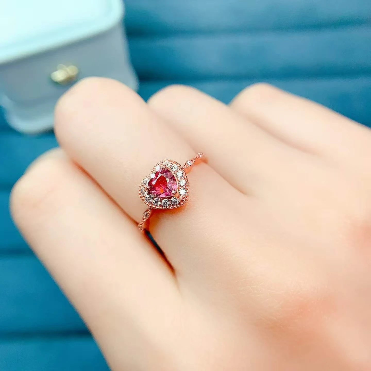 Luxury Multicolor Tourmaline Silver Ring  8 Pieces 3mm*4mm Natural Tourmaline Jewelry with Certificate October Birthstone Ring