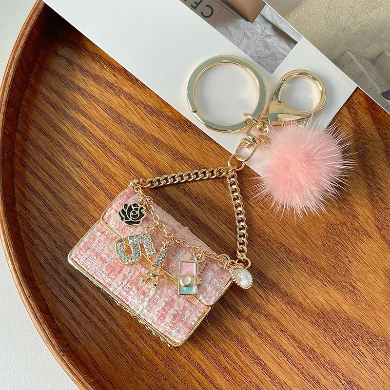 Metal Luxury Bag Keychain Leather Bag Shape Woman's High -end Charm Decoration Supports A Seal Leopard Leather Bag