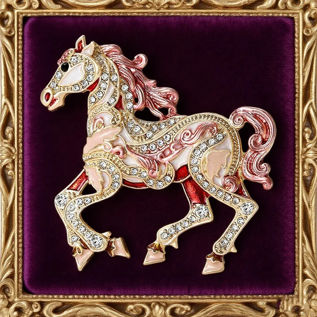 Women's Luxury Jewelry Box Horse Brooch Ornament Souvenir Gift Horse Year Mascot High-end Dress Needle