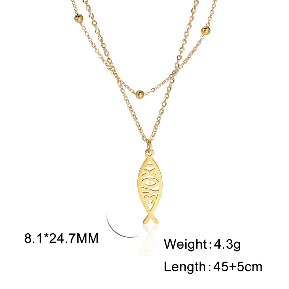 My Shape Stainless Steel Necklace Christian Jewelry Heart Jesus Cross Shaped Steel Color Gold Color Pendant Chain Jewelry Gifts
