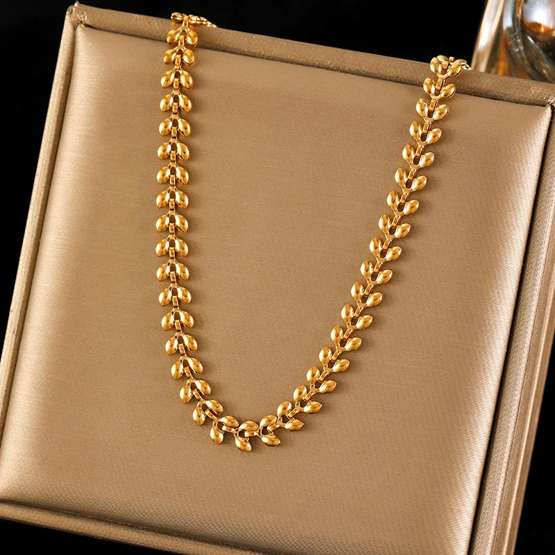 EILIECK 316L Stainless Steel 18K Gold Plated Metal Cuban Chain Statement Necklace Fashion Women Waterproof Neck Chain Jewelry