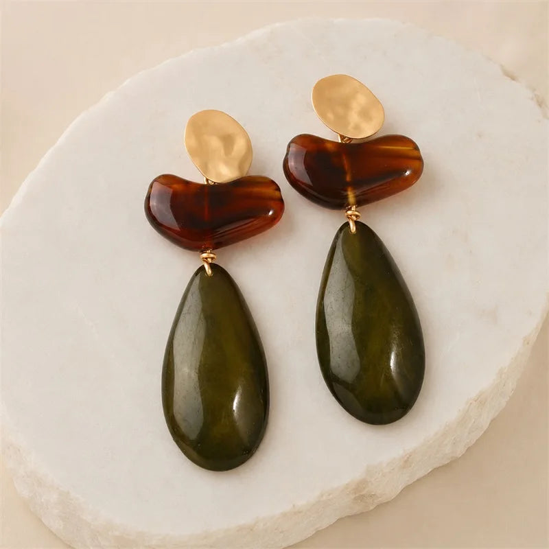 EILIECK Fashion New Resin Vacation-Style Stud Earrings For Women Elegant Ear Dangle Handmade Jewelry Accessories Party Gift