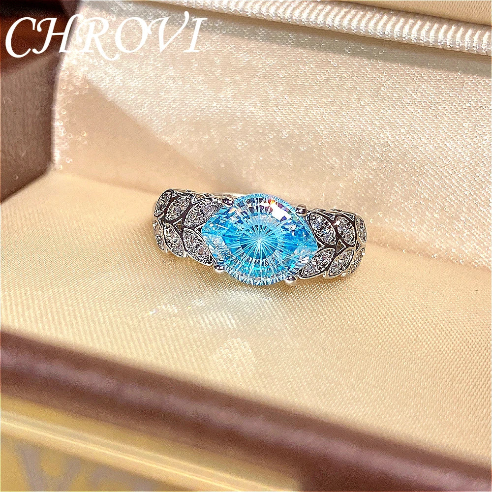 Luxury 925 Sterling Silver New Model Flashing Devil's Eye Ring High-End Fashion Micro-set Wheat-shaped Precious Gemstone Ring