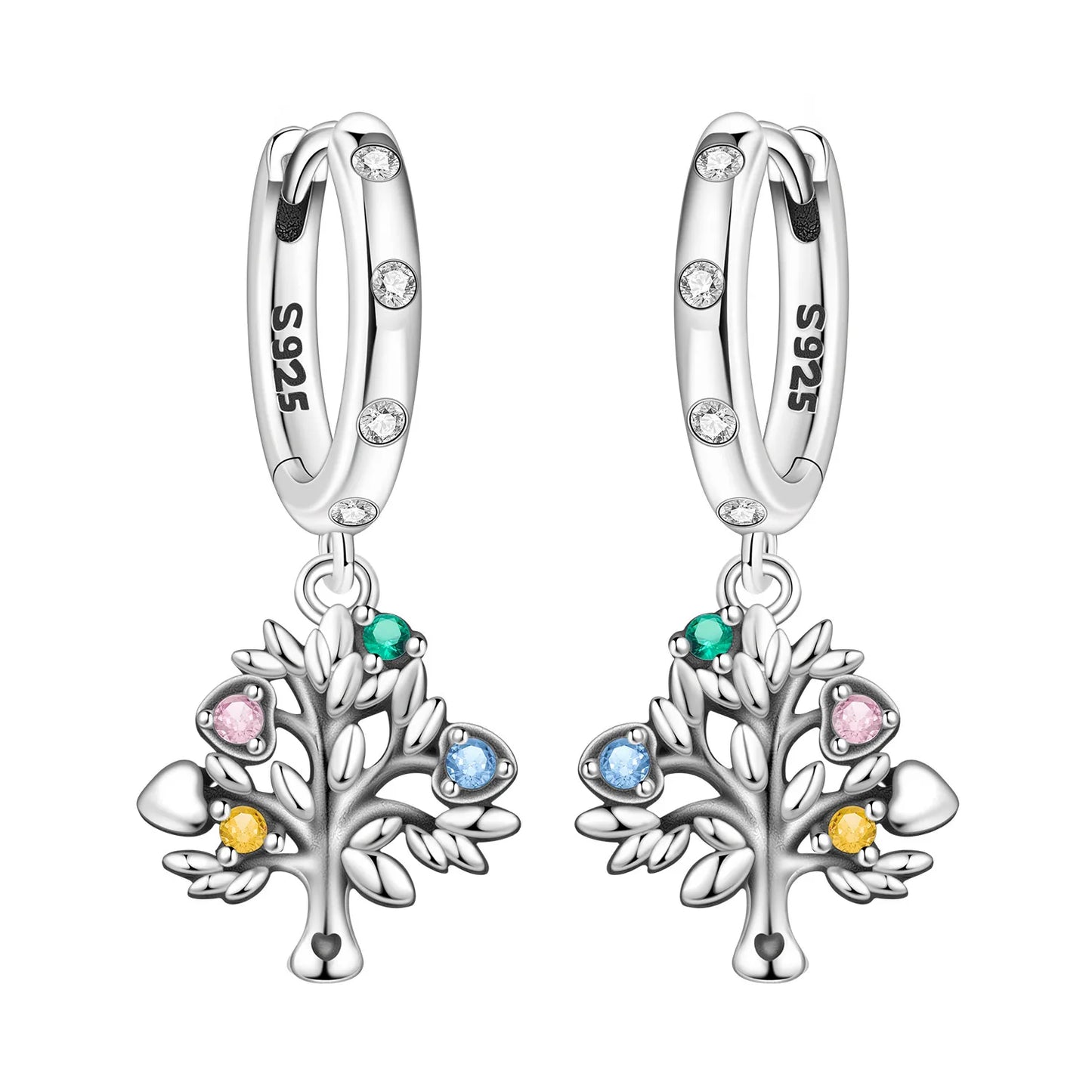 Hot Sale Original 925 Sterling Silver Zircon Pink Doughnut Earrings Flower Paw Print Design Women Party Jewelry Gifts Ear Loops
