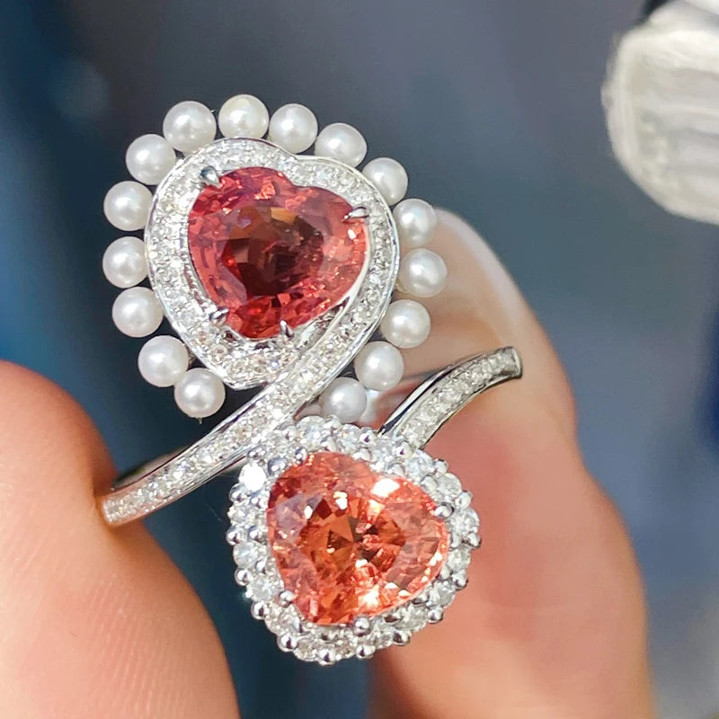 New Trendy Small Pearls Ring Many Pearls 925 Sterling Silver Ring With Heart Zircon Design Female Wedding Jewelry Gift