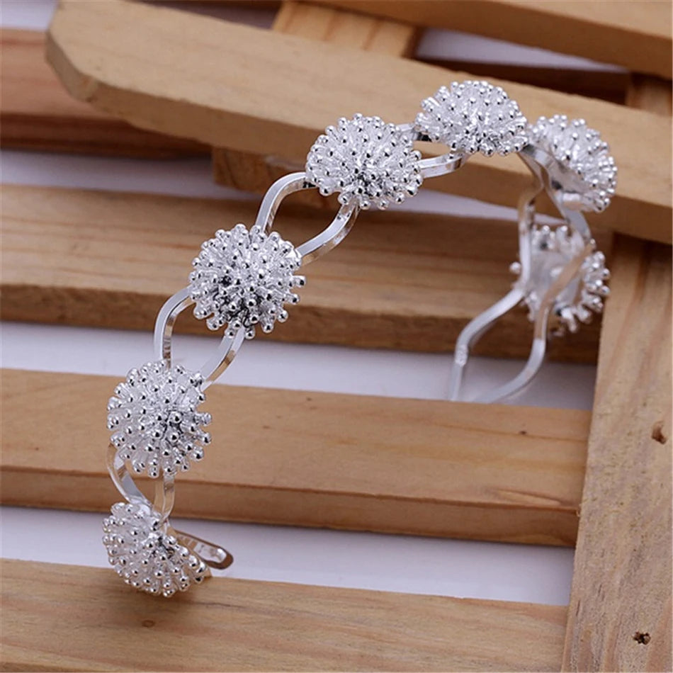 925 sterling Silver necklace earring bracelet rings Jewelry set for women Fireworks Pendant bangle Hot charm Fashion Party Gift