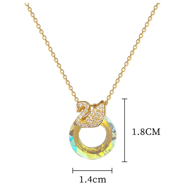 EILIECK 316L Stainless Steel Luxury Bling Zircon Moon Heart Pendant Necklace For Women 18K PVD Plated Neck Chain Jewelry Gift