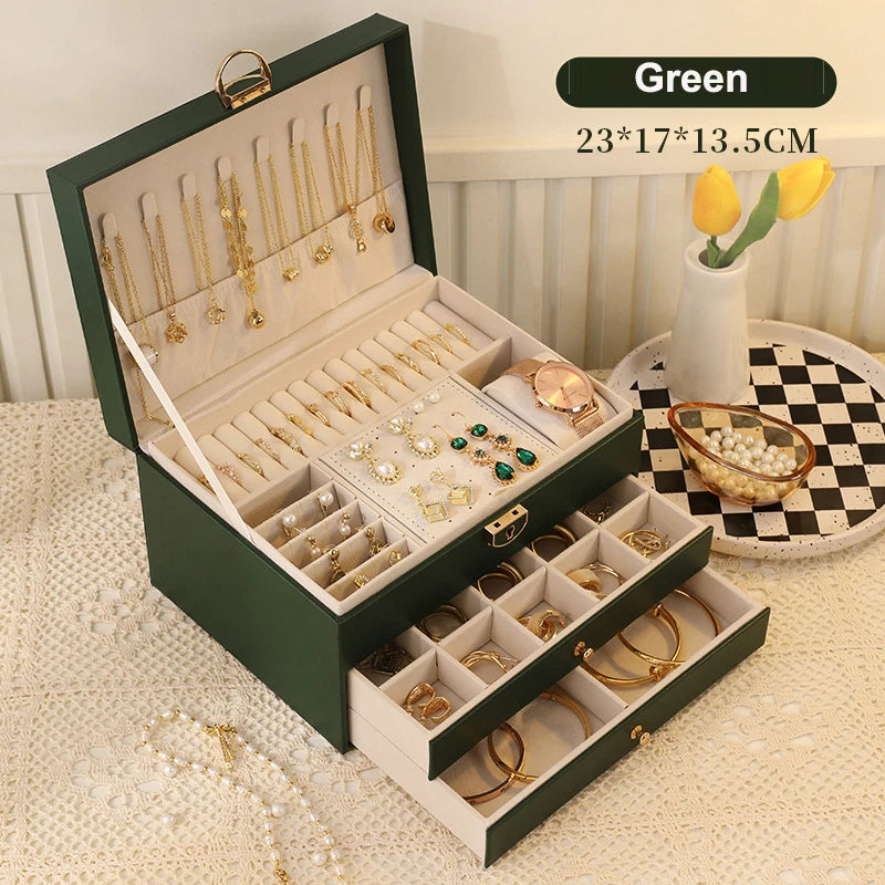 DELESYS New Large-Capacity High-End 6 Layer Jewelry Box For Storing Necklaces Watches Accessories Multi-Functional Jewelry Box