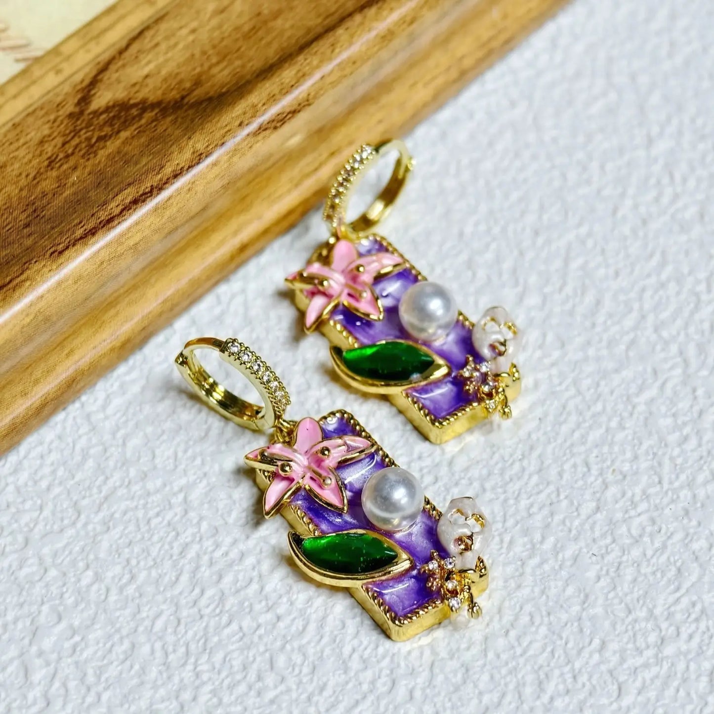 Purple, Blue and White Brand Vintage Oil Painting Style Titanium Steel Necklace Women's Pendant DIY Handmade Pendant Baroque New