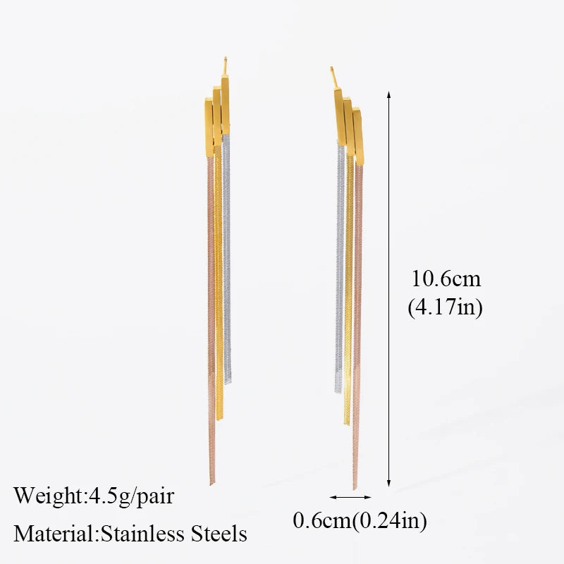 EILIECK 316L Stainless Steel Zircon Feather FOREVER Pendant Earrings For Women Fashion Ear Dangle Gold-Plated Jewelry Gift