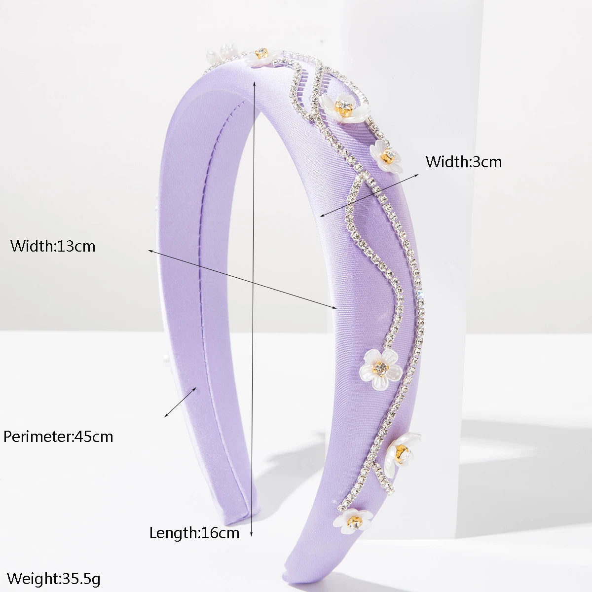 Korean Style Trendy Irregular Chain Diamond Inlaid Three-Dimensional Flower Wide Edge Hair Accessory, Niche Design Headwear