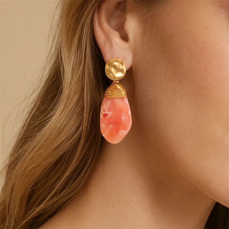 EILIECK Fashion New Resin Vacation-Style Stud Earrings For Women Elegant Ear Dangle Handmade Jewelry Accessories Party Gift
