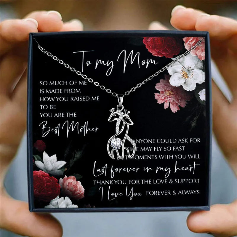 Cute Female Crystal Stone Giraffe Pendant Necklace Vintage Wedding Jewelry For Women Mother's Day Gift