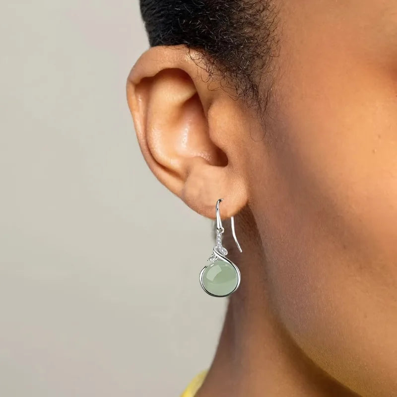Vintage Palace Green Imitation Pearls Jade Earrings Stud Drop Earrings for Women Zirconia Classic Grace Ethnic Jewelry Gifts