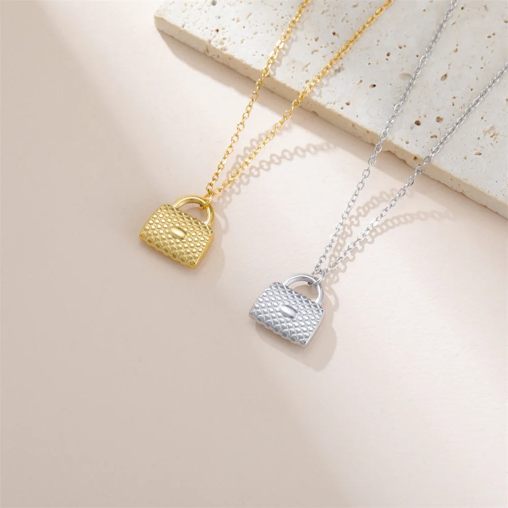 My Shape Fashion Handbag Necklace for Women Ladies Lovely Purse Shape Pendants Chain Stainless Steel Jewelry Party Gift Trendy