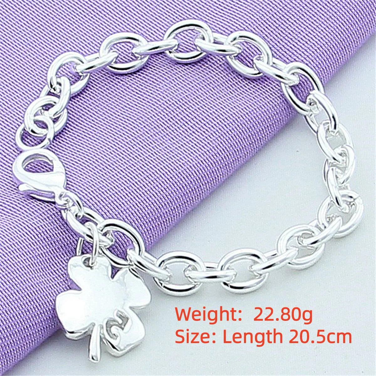 925 Sterling Silver Bracelet Lucky Clover Women's Fashion Simple Bracelet Birthday Party Wedding Anniversary Jewelry Gift