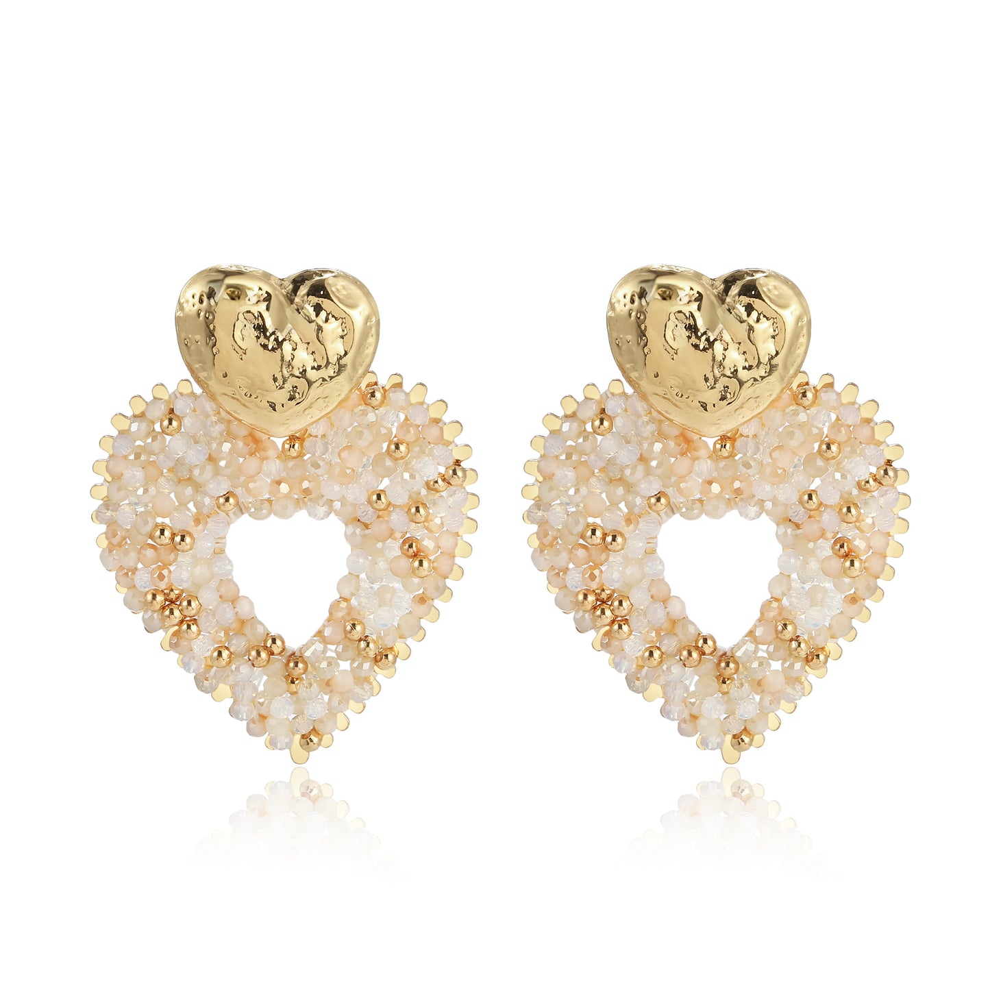 Badu Big Heart Shape Drop Earrings Handmade Crystal Beads Earrings for Women Boho Fashion Jewelry Gifts