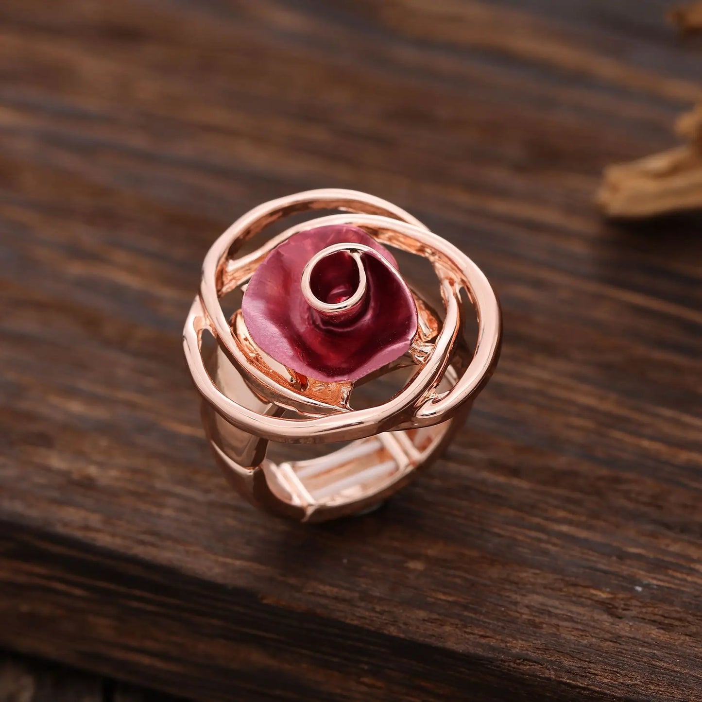 explosion Color oil rose flower elastic ring Fashion high sense Women's versatile rose ring